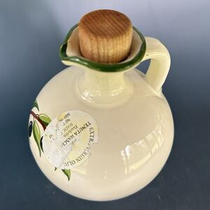 Vintage Italian ceramic olive oil cruet Wooden Stopper Handmade 500ml
